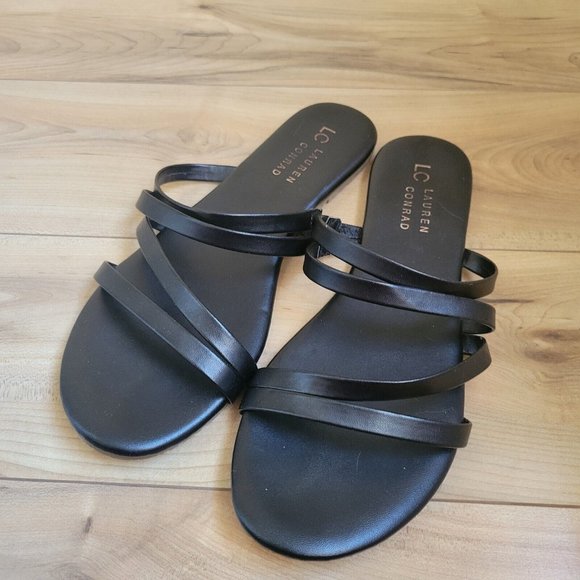 lc lauren conrad jade women's strappy slide sandals